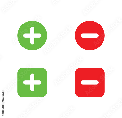 Plus and minus icon set download. Vector