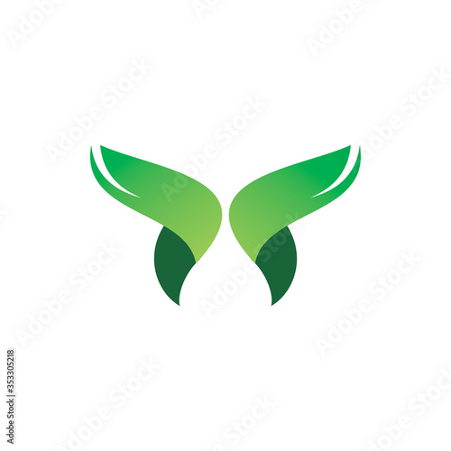 green nature leaf wing logo design