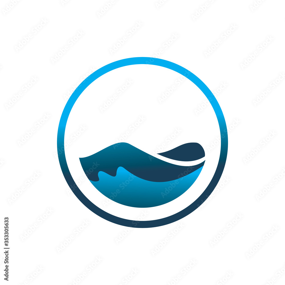 Obraz premium circle ocean wave logo design