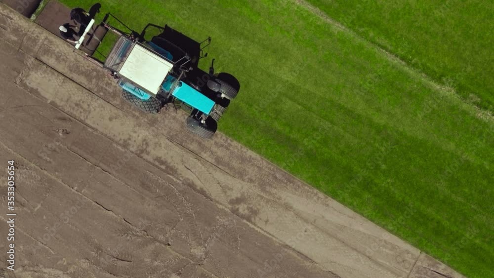 Aerial view of Turf Harvester Roll Up Lawn Aerial view of Turf Harvester Roll Up Lawn