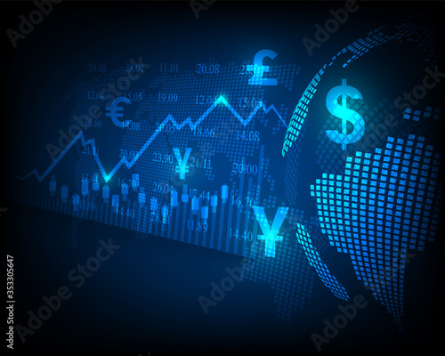 Stock exchange, finance and global money transfers.