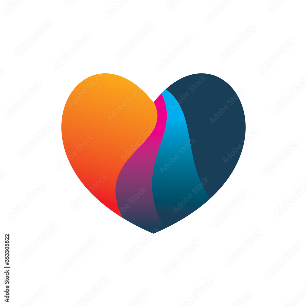 creative color love hearth logo design creative color love hearth logo design