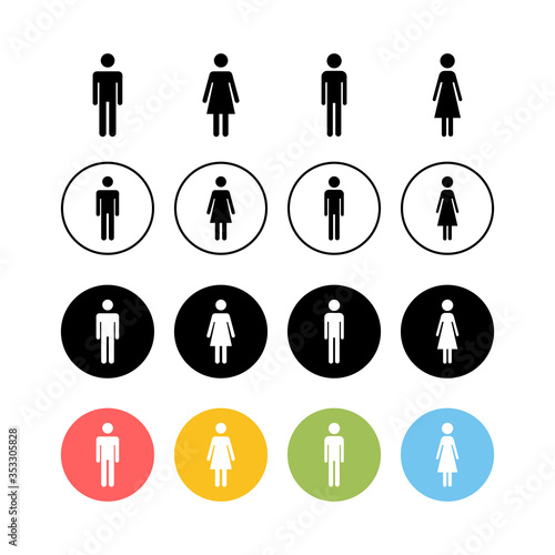 Set of Man and woman icon vector. Toilet sign. Man and woman restroom sign vector. Male and female icon
