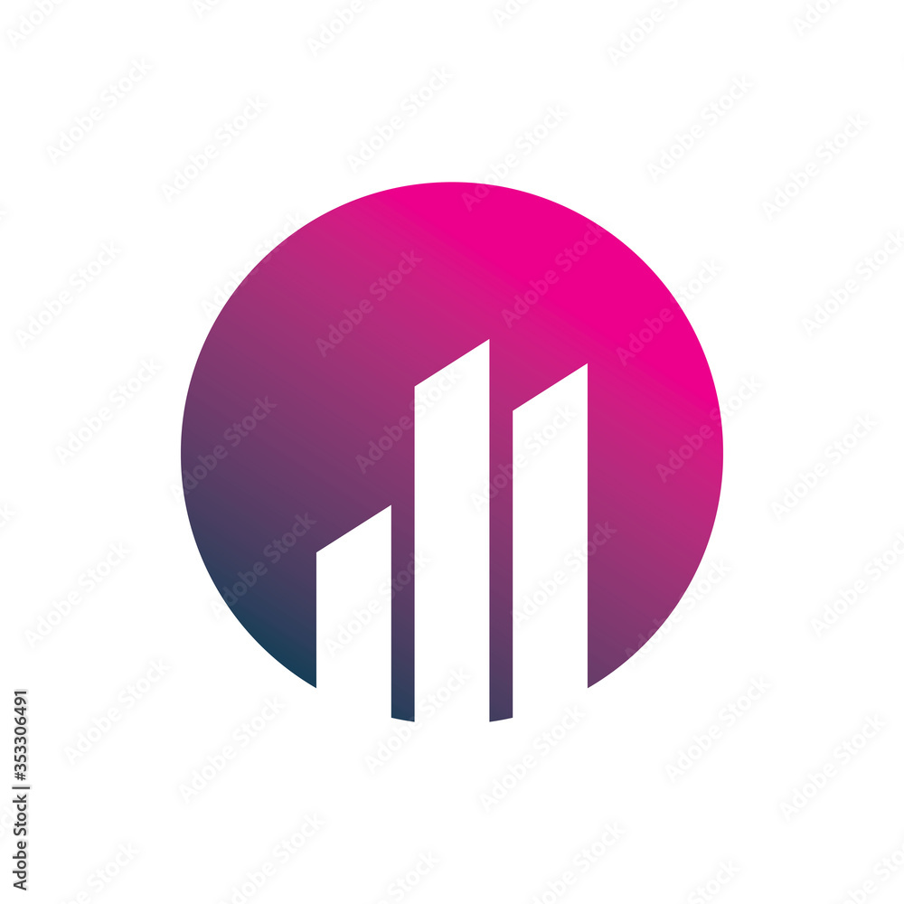 full color circle building chart logo design