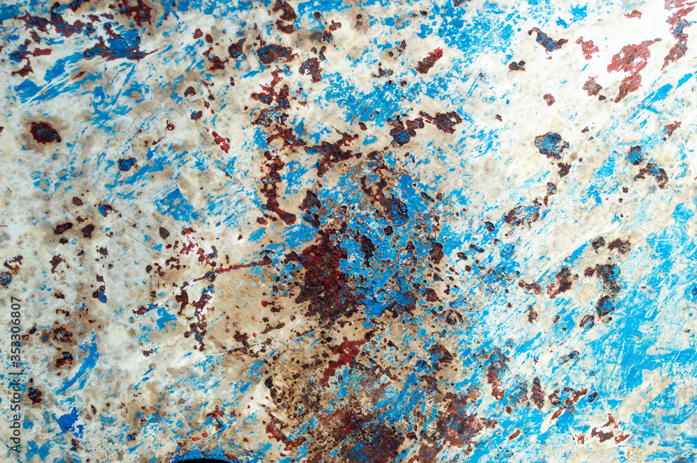 rusty grunge on steel with blue background
