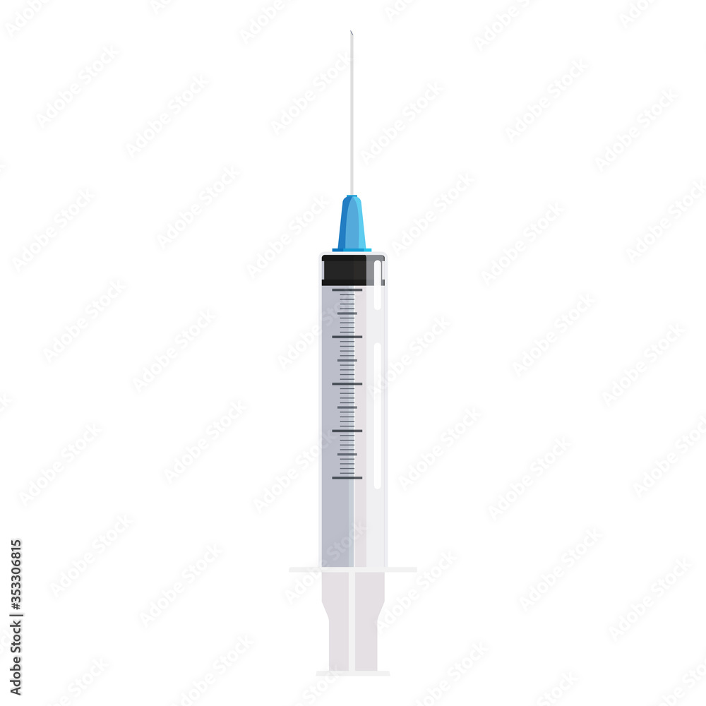 Realistic vector syringe with drop red blood liquid isolated on white background Realistic vector syringe with drop red blood liquid isolated on white background