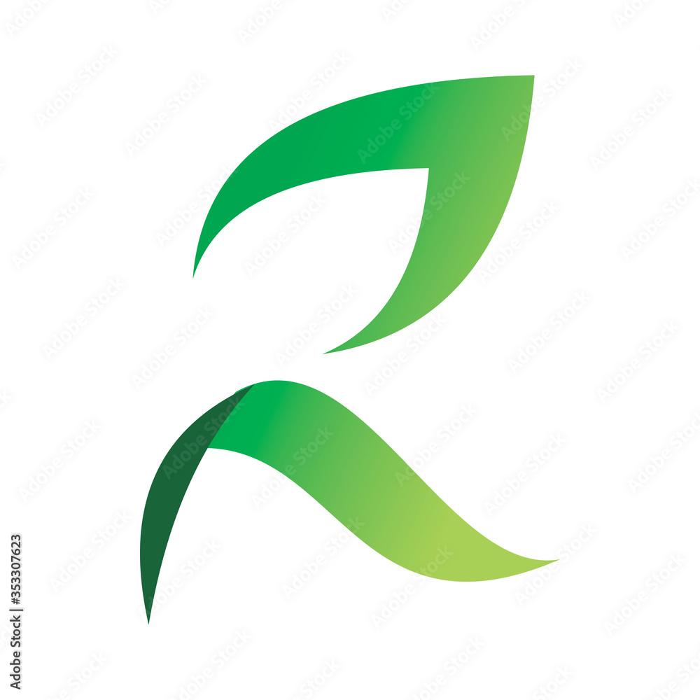 letter r green nature leaf logo design letter r green nature leaf logo design