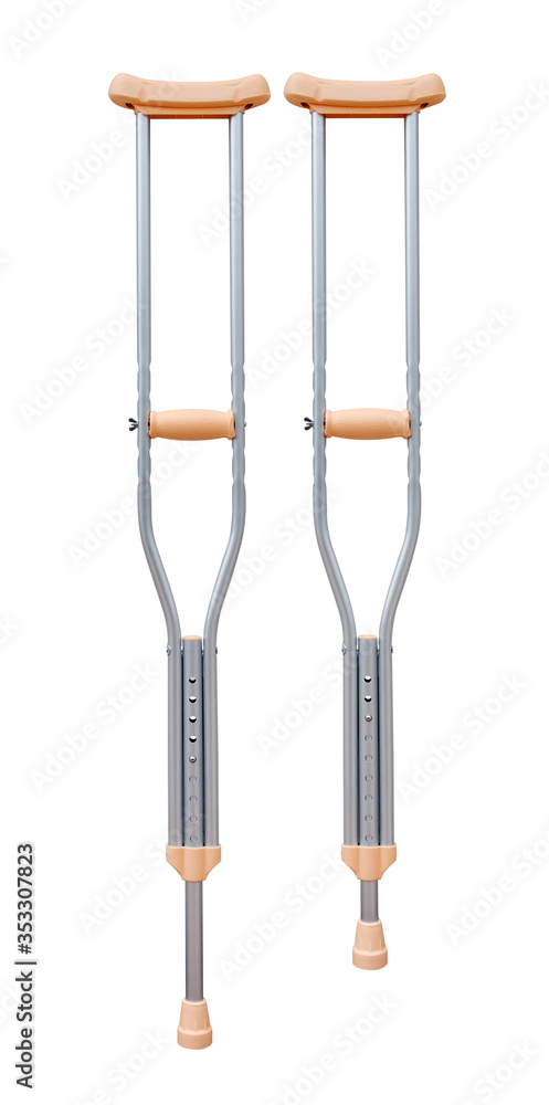 crutches for walking isolated on white background, clipping path crutches for walking isolated on white background, clipping path