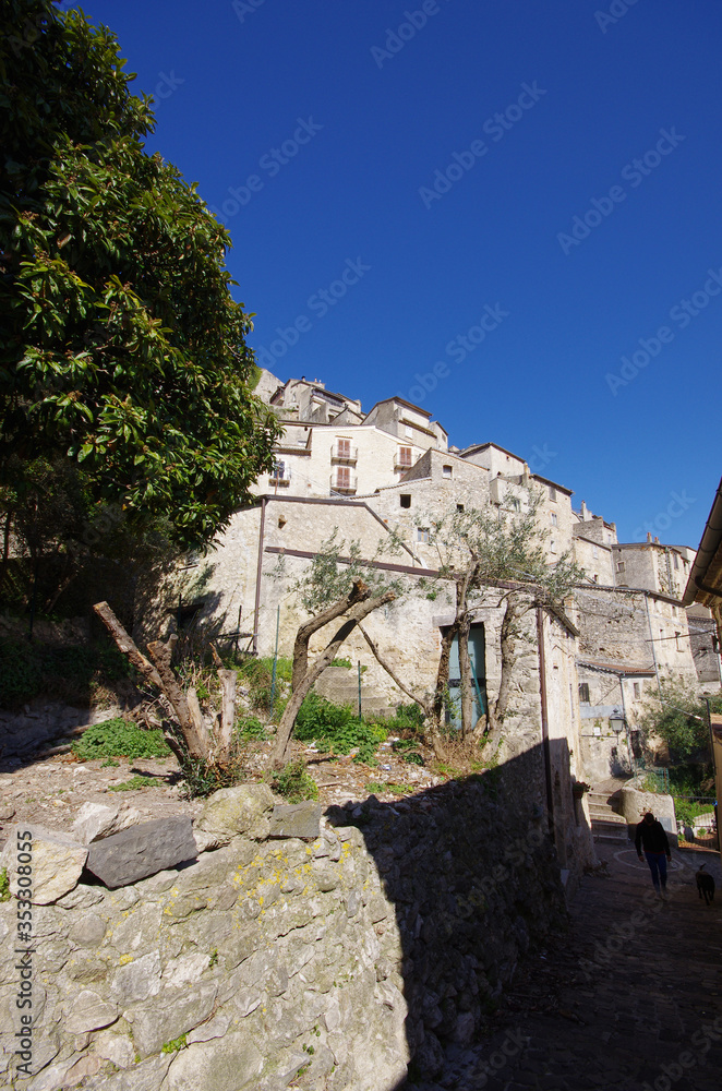 Ancient stone houses of a characteristic village in Molise - Italy