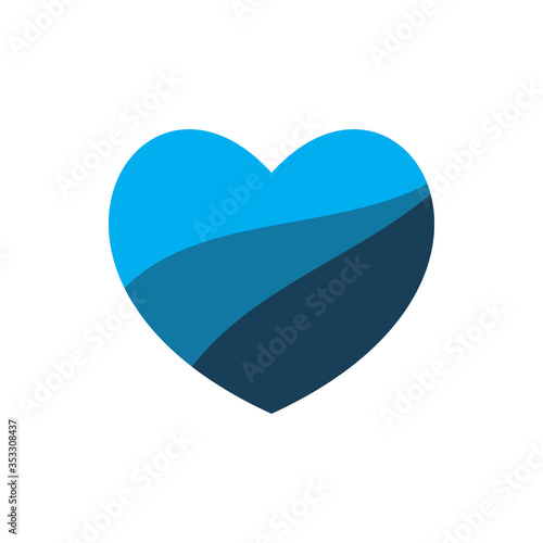 blue hearth love ocean logo design