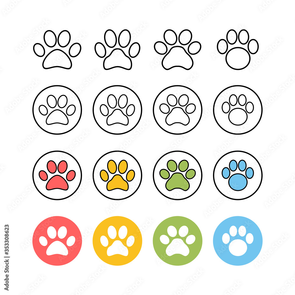 Set of Paw icons. Paw Print icon Set of Paw icons. Paw Print icon