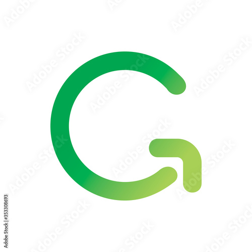 letter g arrow green color line logo design