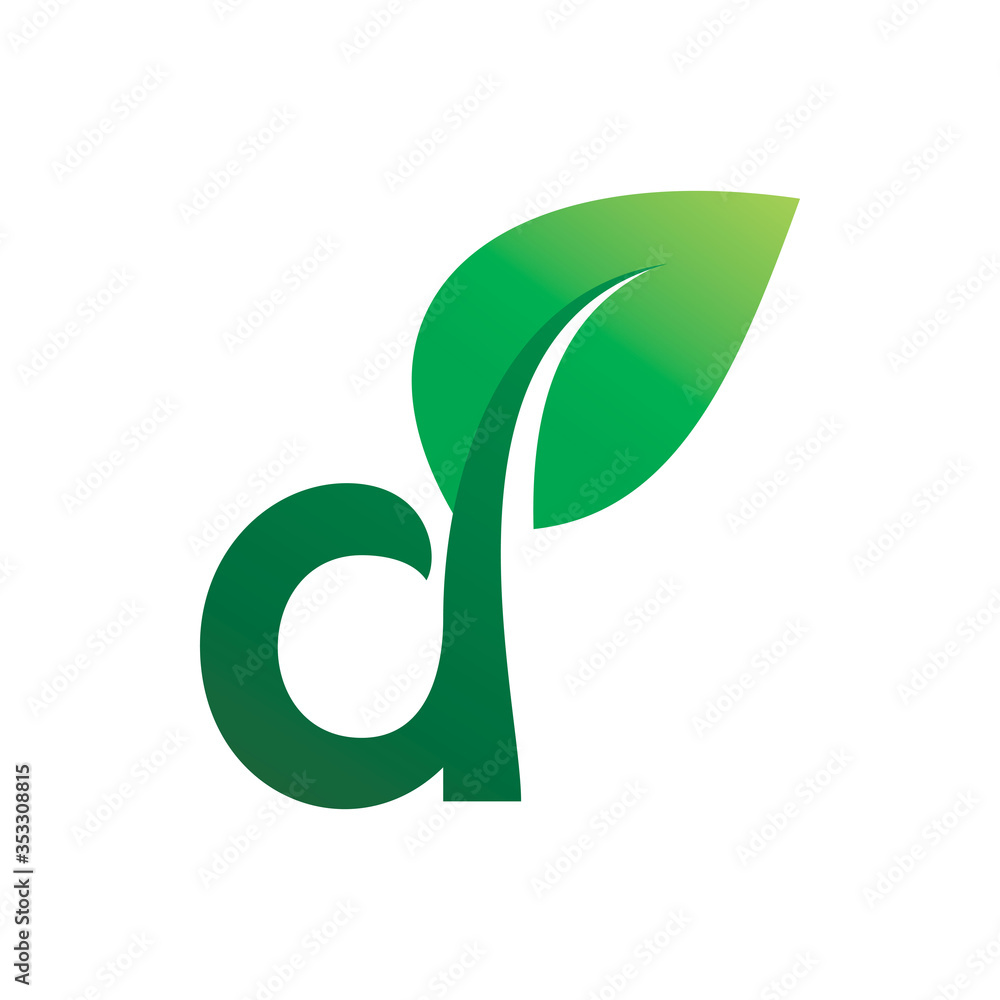 letter d green nature leaf logo design letter d green nature leaf logo design