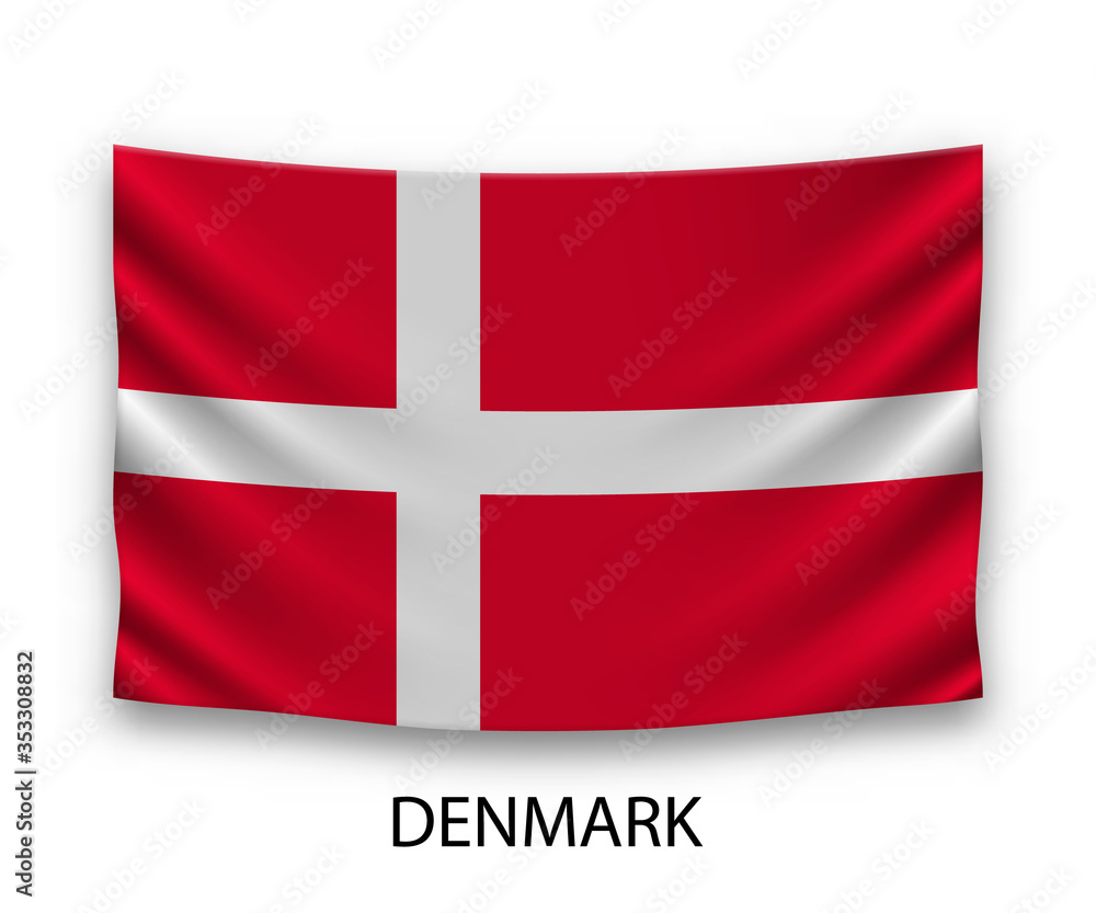 Fototapeta premium Hanging silk flag Denmark