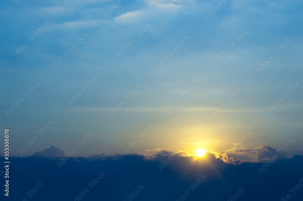 sun up to sky with cloud foreground