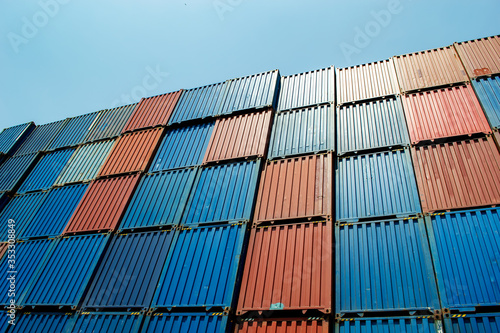 container stack yard background, shipping containers closeup