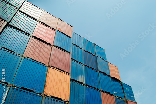 container stack yard background, shipping containers closeup