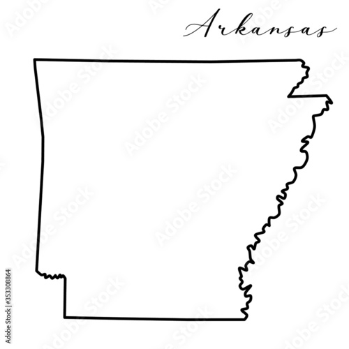 Vector high quality map of the American state of Arkansas simple hand made line drawing map