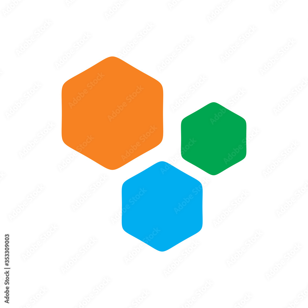 Obraz premium full color hexagon group shape logo design