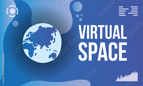 virtual space scene with earth planet