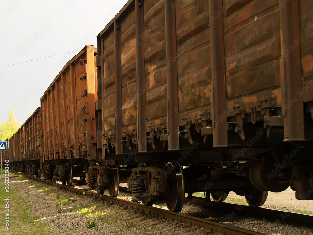 Freight car on the railway. Cargo transportation
Freight car on the railway. Cargo transportation