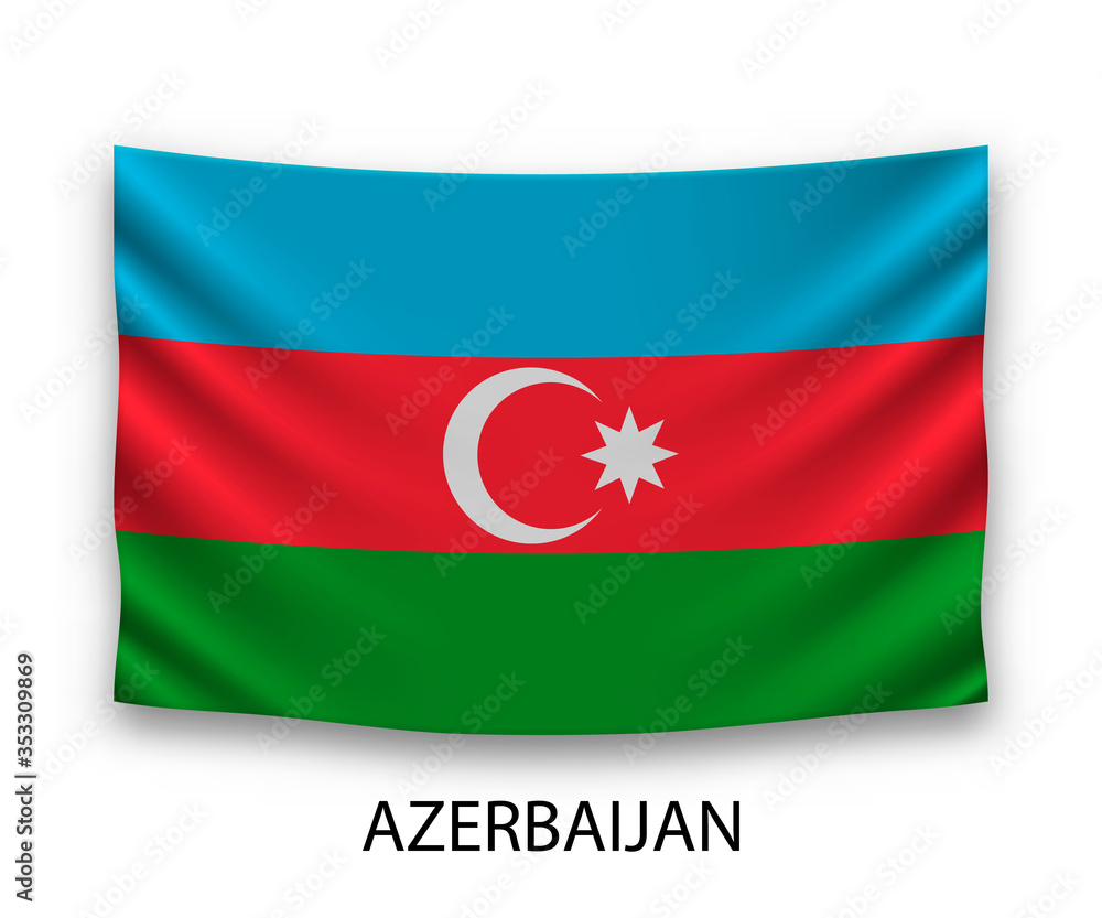 Obraz premium Hanging silk flag Azerbaijan