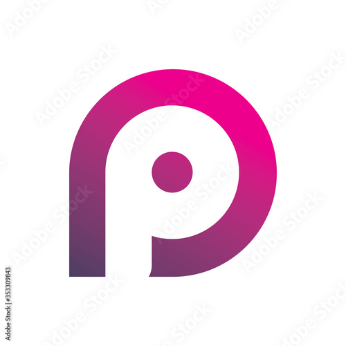 letter p pink color logo design
