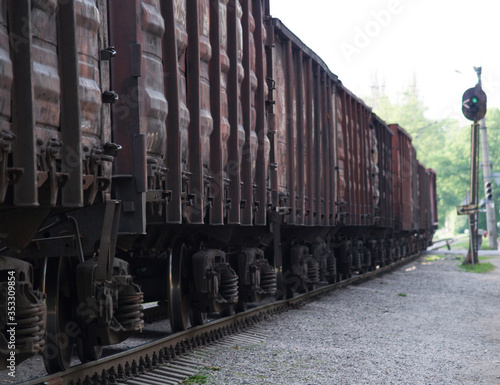 Freight car on the railway. Cargo transportation 