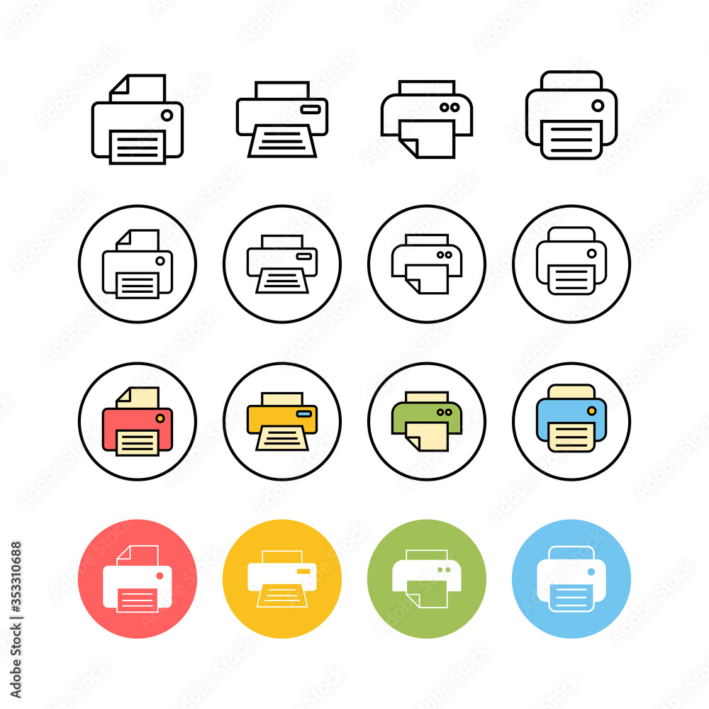 Set of Printer icons. print icon. Fax vector icon. Set of Printer icons. print icon. Fax vector icon.