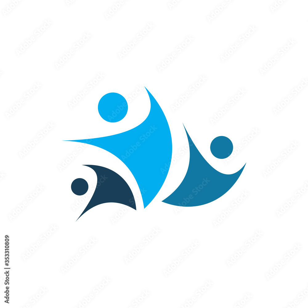 Fototapeta premium blue color people active group team healthy logo design