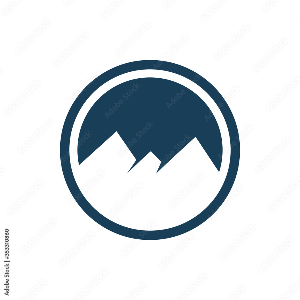 circle blue mountain color line logo design circle blue mountain color line logo design