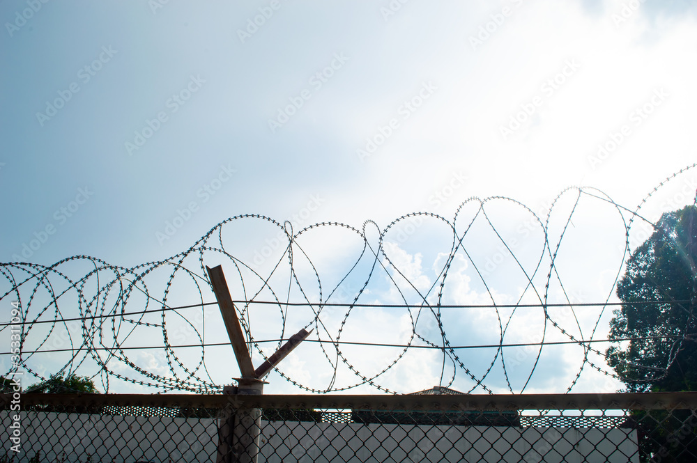 twist barbed wire with blue sky twist barbed wire with blue sky