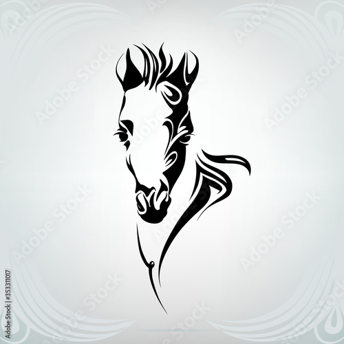 Silhouette of the head of a foal