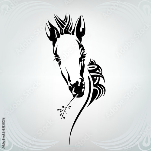 Silhouette of the head of a foal