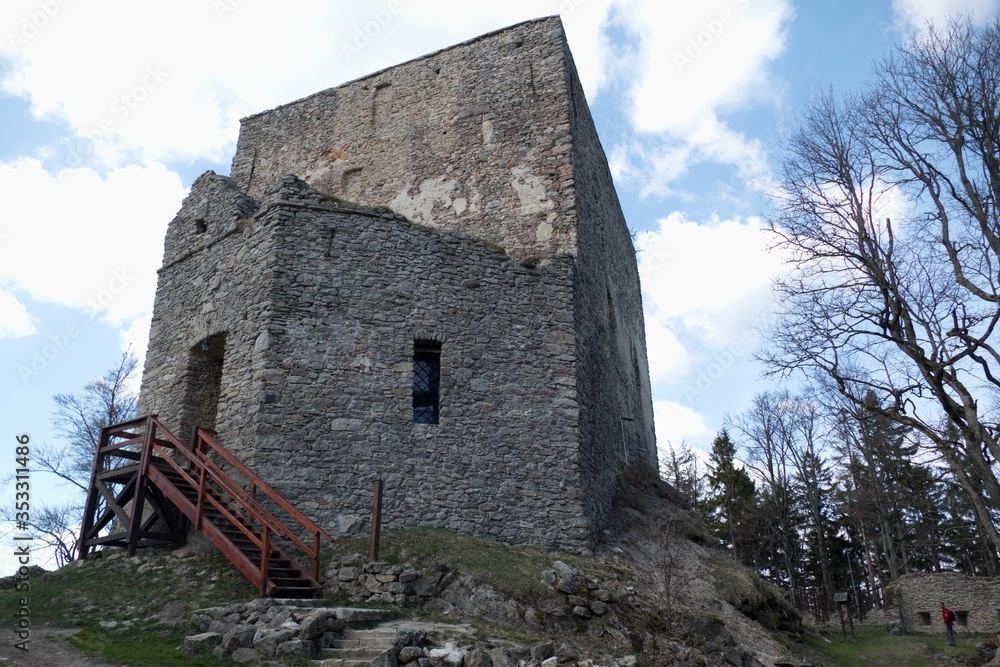 vitkuv hradek castle ruin in sumava in southern bohemia