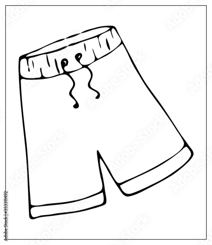 Vector illustration with outlines of basic simple Bermuda Shorts. For web, logo, icon, app, UI. Cartoon style. Casual