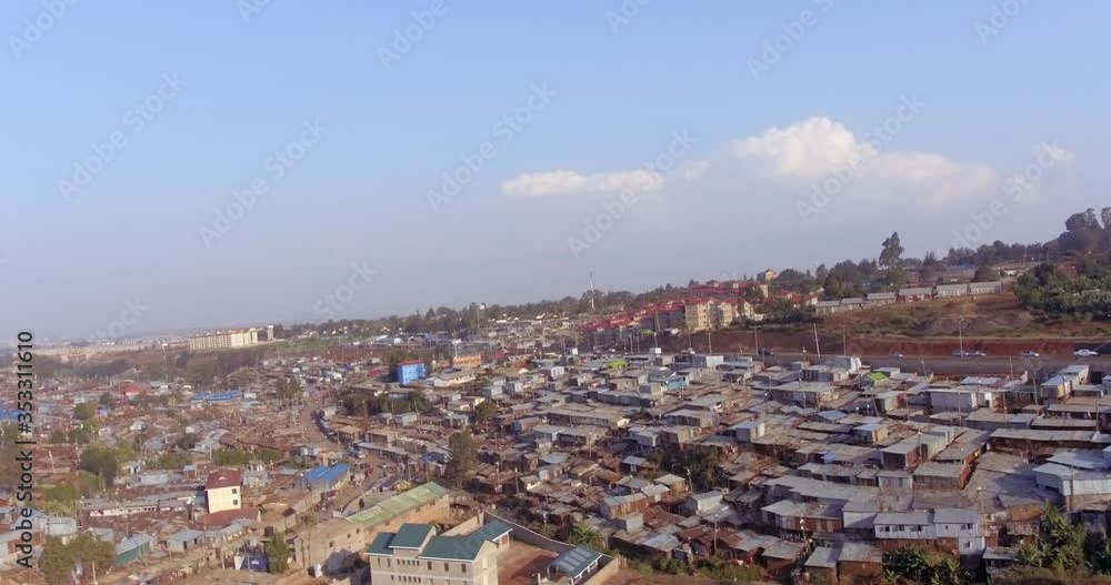 4K Bypass view over the Kibera slums... 4K Bypass view over the Kibera slums...