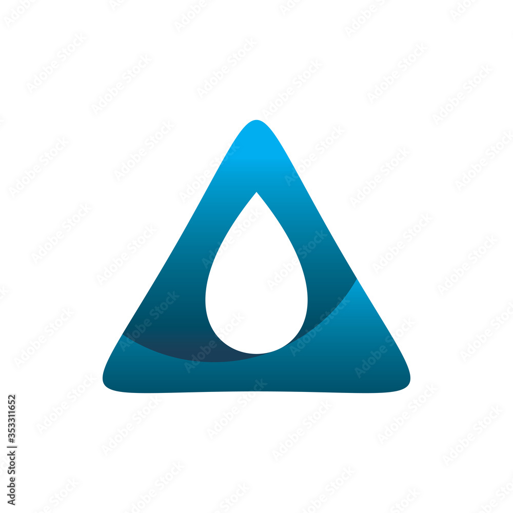 full color blue triangle water drop logo design full color blue triangle water drop logo design