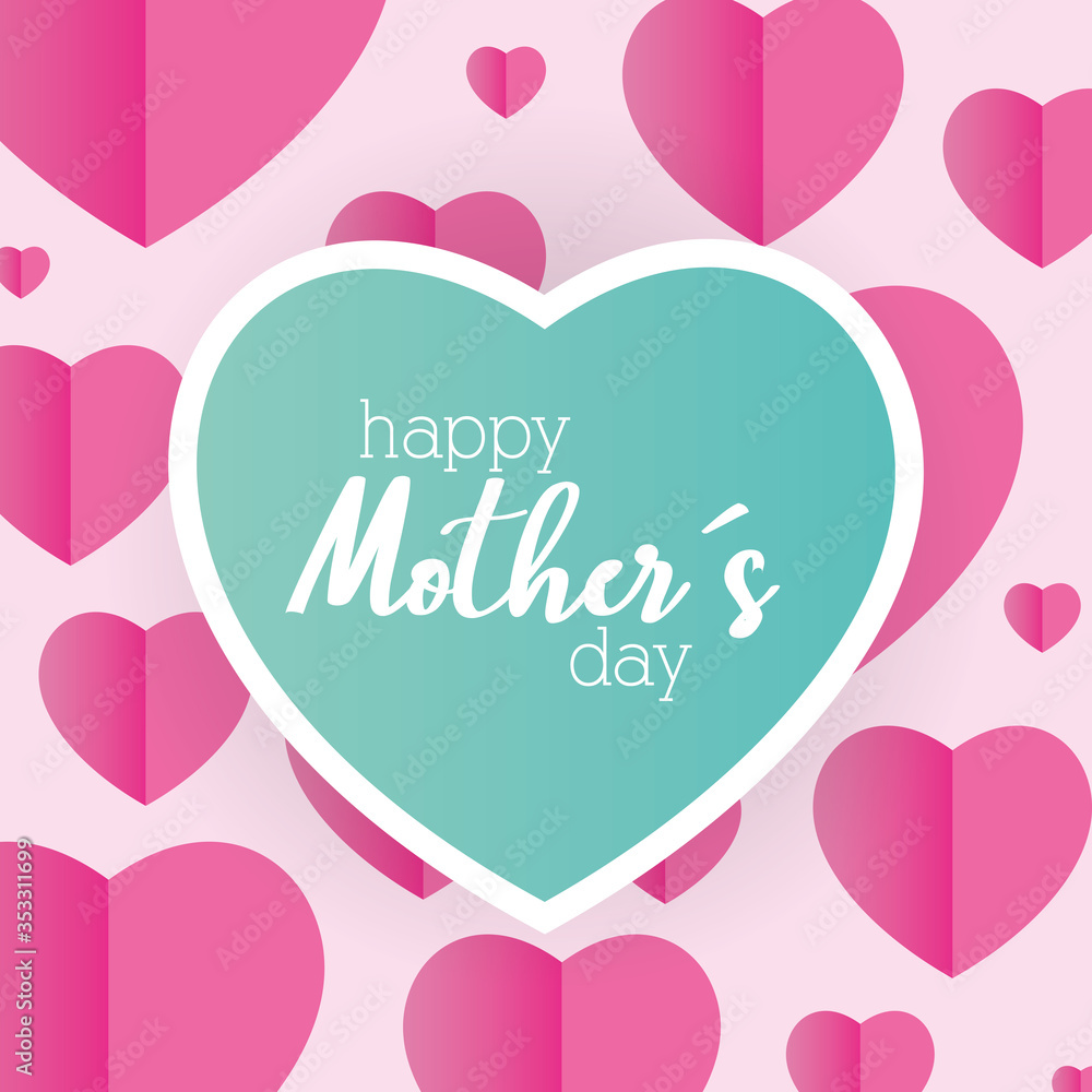 happy mothers day card with hearts pattern
