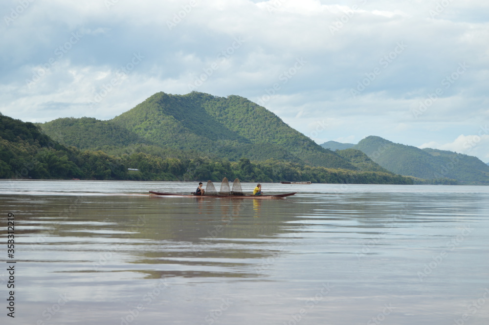 Fishermen on the Mekong River in Laos