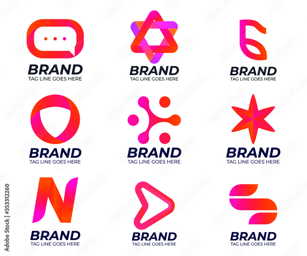 nine modern logo pack for design and branding template