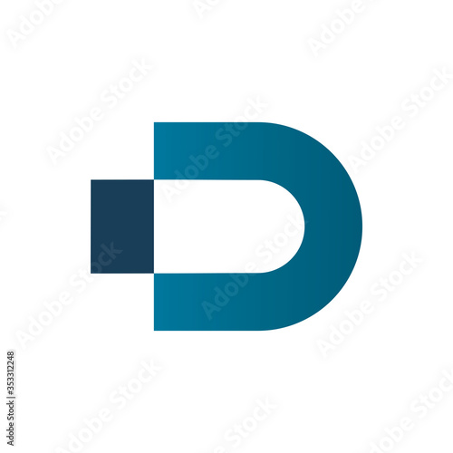full color letter d pixel square logo design