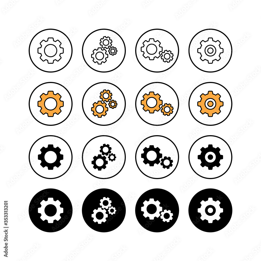 Set of setting Icons. ting vector icon. Cog tings Icon Symbol. Gear Set of setting Icons. ting vector icon. Cog tings Icon Symbol. Gear