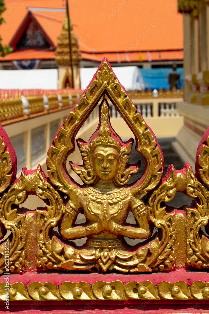 golden angle wallpaper for background background design.Thai antique art golden angle wallpaper for background background design.Thai antique art