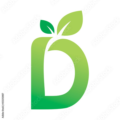 letter d green nature leaf logo design