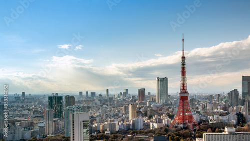 Panorama view of Tokyo tower, landmark of Japan