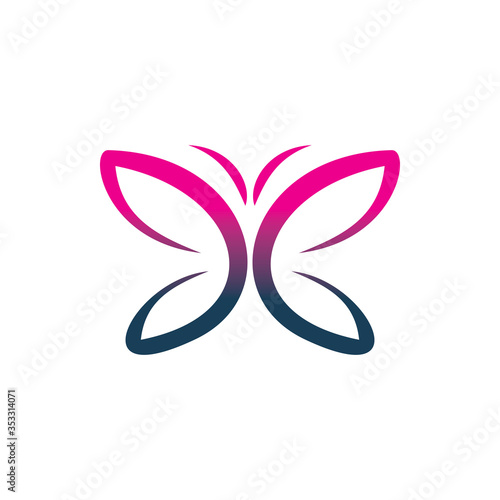 full color at line butterfly logo design