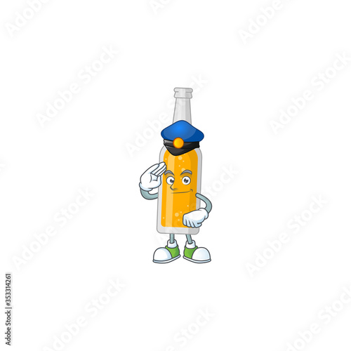 A dedicated Police officer of bottle of beer cartoon drawing concept