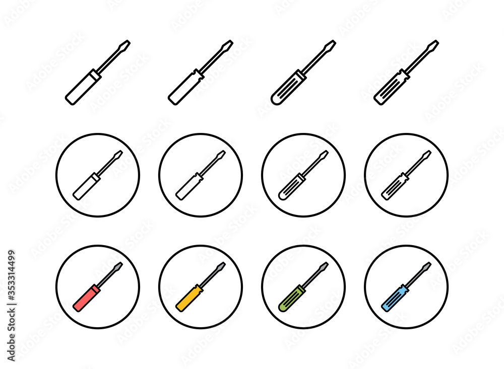 Set of Screwdriver icons. Screwdriver vector icon Set of Screwdriver icons. Screwdriver vector icon