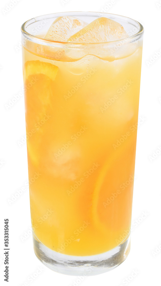 Cocktail with orange juice and ice cube isolated Cocktail with orange juice and ice cube isolated